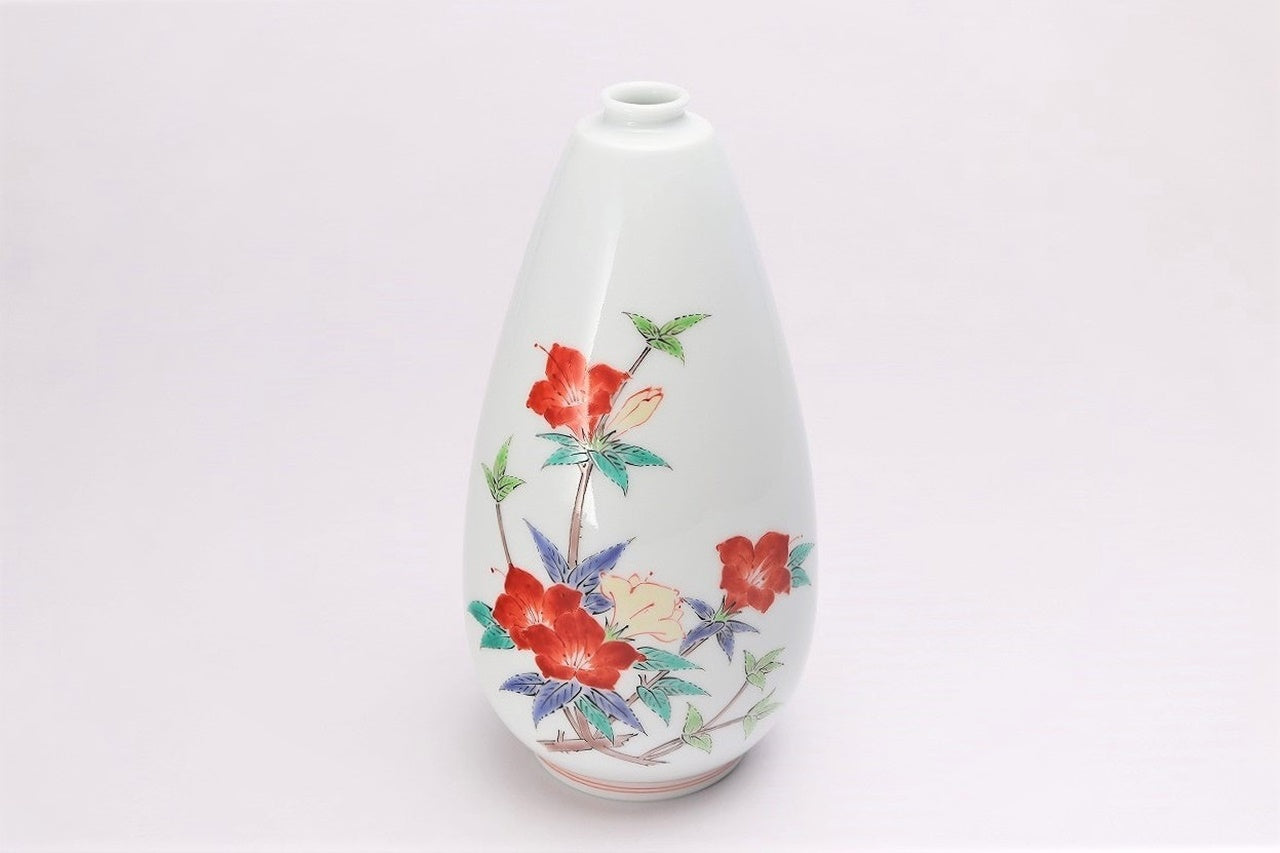 Flower vessel, Single flower vase, Bell shaped, Azalea, Large - Kakiemon-kiln, Arita ware, Ceramics