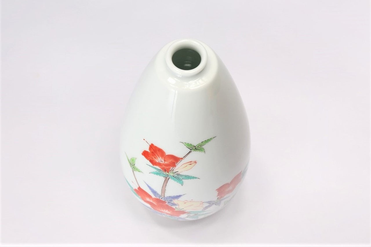 Flower vessel, Single flower vase, Bell shaped, Azalea, Large - Kakiemon-kiln, Arita ware, Ceramics