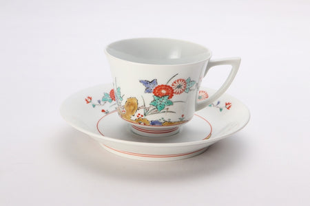 Cafe supplies, Coffee cup Angular, Chrysanthemum and plum blossom - Kakiemon-kiln, Arita ware, Ceramics