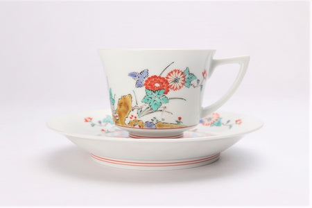 Cafe supplies, Coffee cup Angular, Chrysanthemum and plum blossom - Kakiemon-kiln, Arita ware, Ceramics