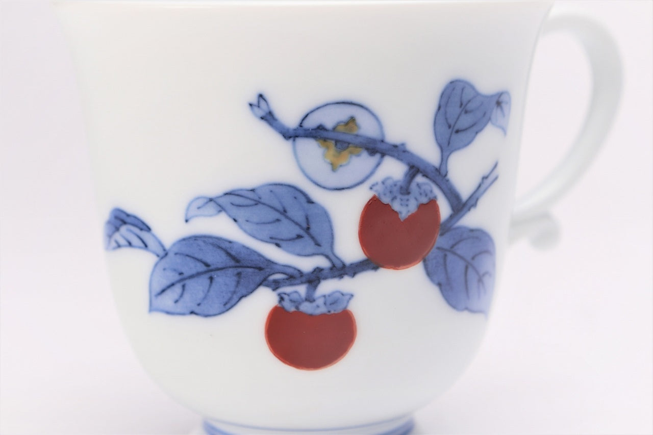 Cafe supplies, Coffee cup, Warped edge, Dyed persimmon - Kakiemon-kiln, Arita ware, Ceramics