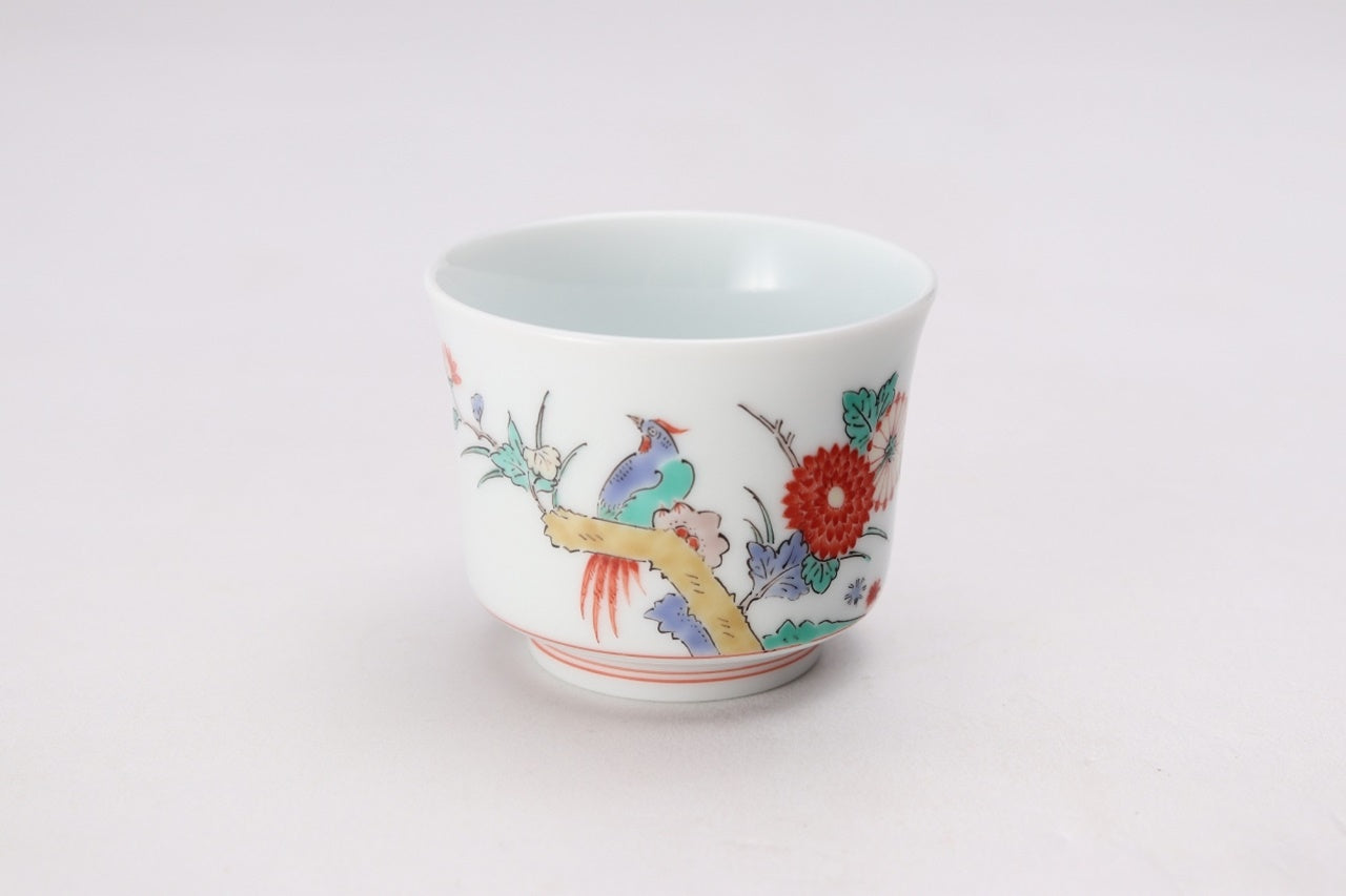 Drinking vessel, Large sake cup, Chrysanthemum and bird, Large - Kakiemon-kiln, Arita ware, Ceramics