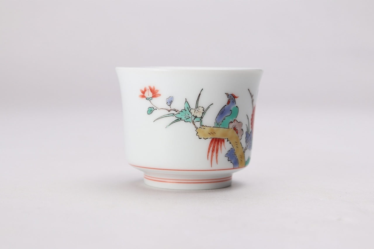 Drinking vessel, Large sake cup, Chrysanthemum and bird, Large - Kakiemon-kiln, Arita ware, Ceramics