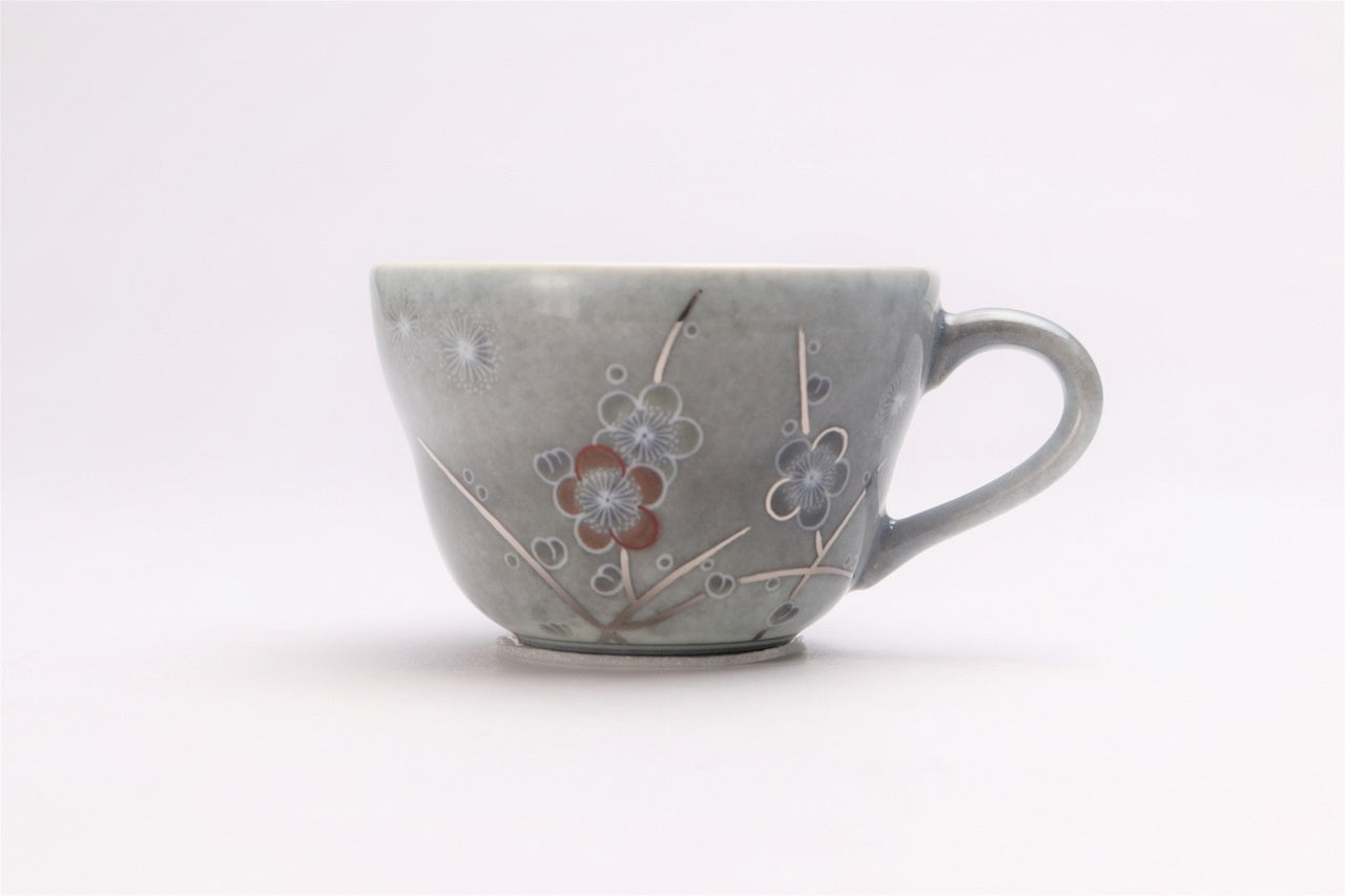 Cafe supplies, Coffee cup, Light ink color Sumi-hajiki, Plum blossom - Imaizumi Imaemon XIV, Arita ware, Ceramics