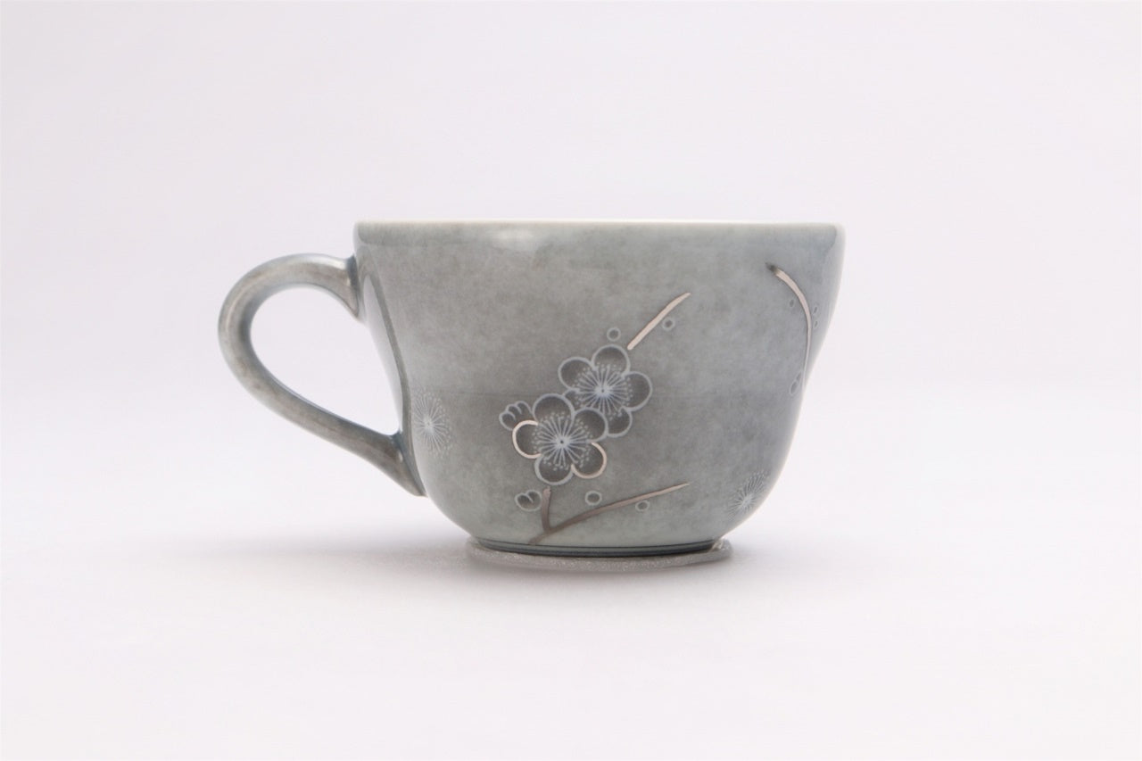 Cafe supplies, Coffee cup, Light ink color Sumi-hajiki, Plum blossom - Imaizumi Imaemon XIV, Arita ware, Ceramics