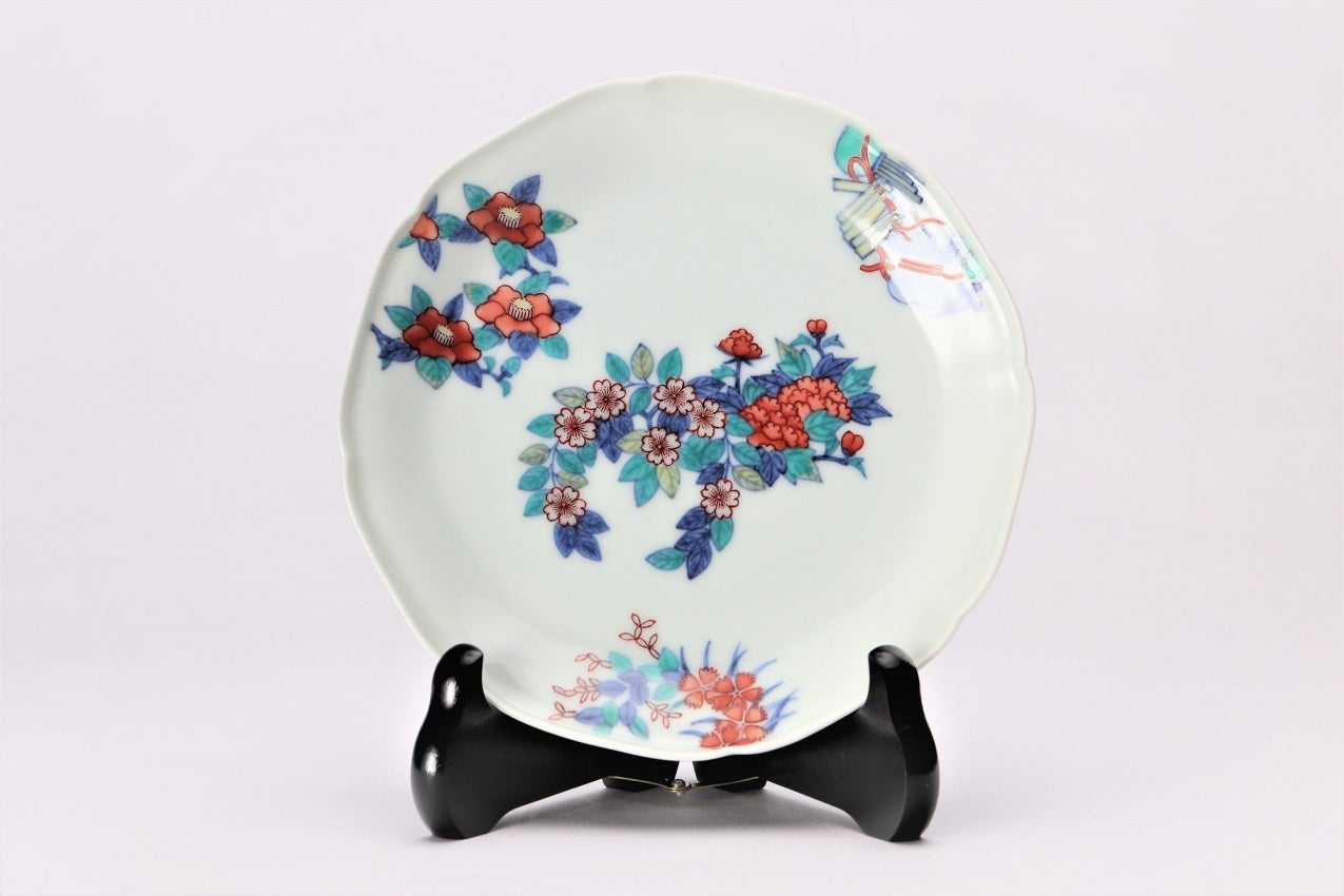 Ornament, Decorative plate, Flowers in a round - Imaemon-kiln, Arita ware, Ceramics