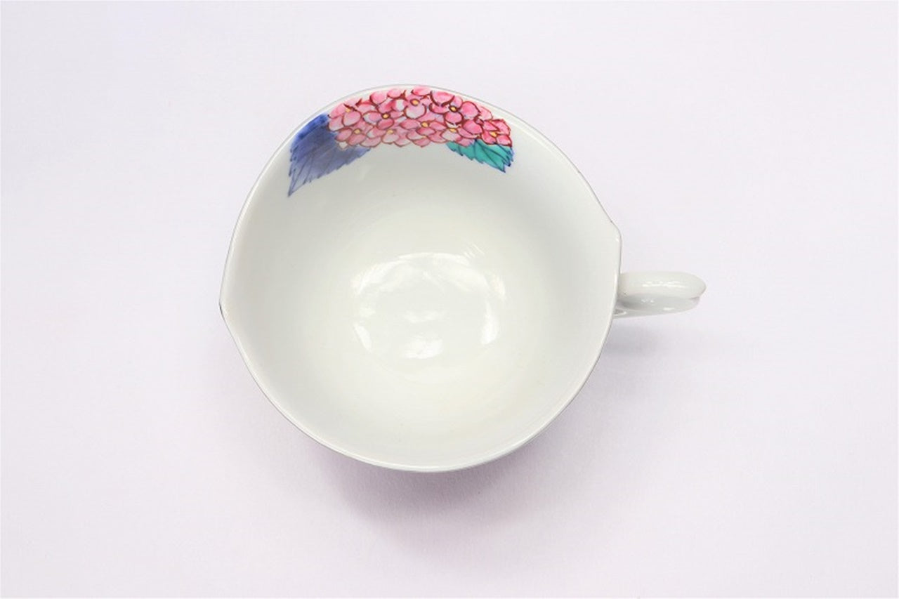 カフェ用品 「コーヒー碗 プラチナ 紫陽花 木箱付」 金龍窯 江口天童 有田焼 陶磁器