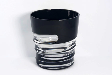 Drinking vessel, Old-fashioned glass, Hand-polished, Spiral, Black - Hidetaka Shimizu, Edo kiriko cut glass