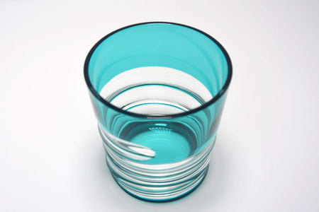 Drinking vessel, Old-fashioned glass, Hand-polished, Spiral, Green - Hidetaka Shimizu, Edo kiriko cut glass