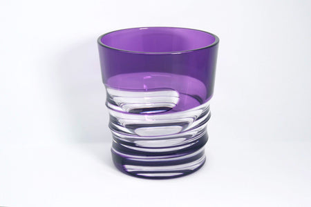 Drinking vessel, Old-fashioned glass, Hand-polished, Spiral, Purple - Hidetaka Shimizu, Edo kiriko cut glass