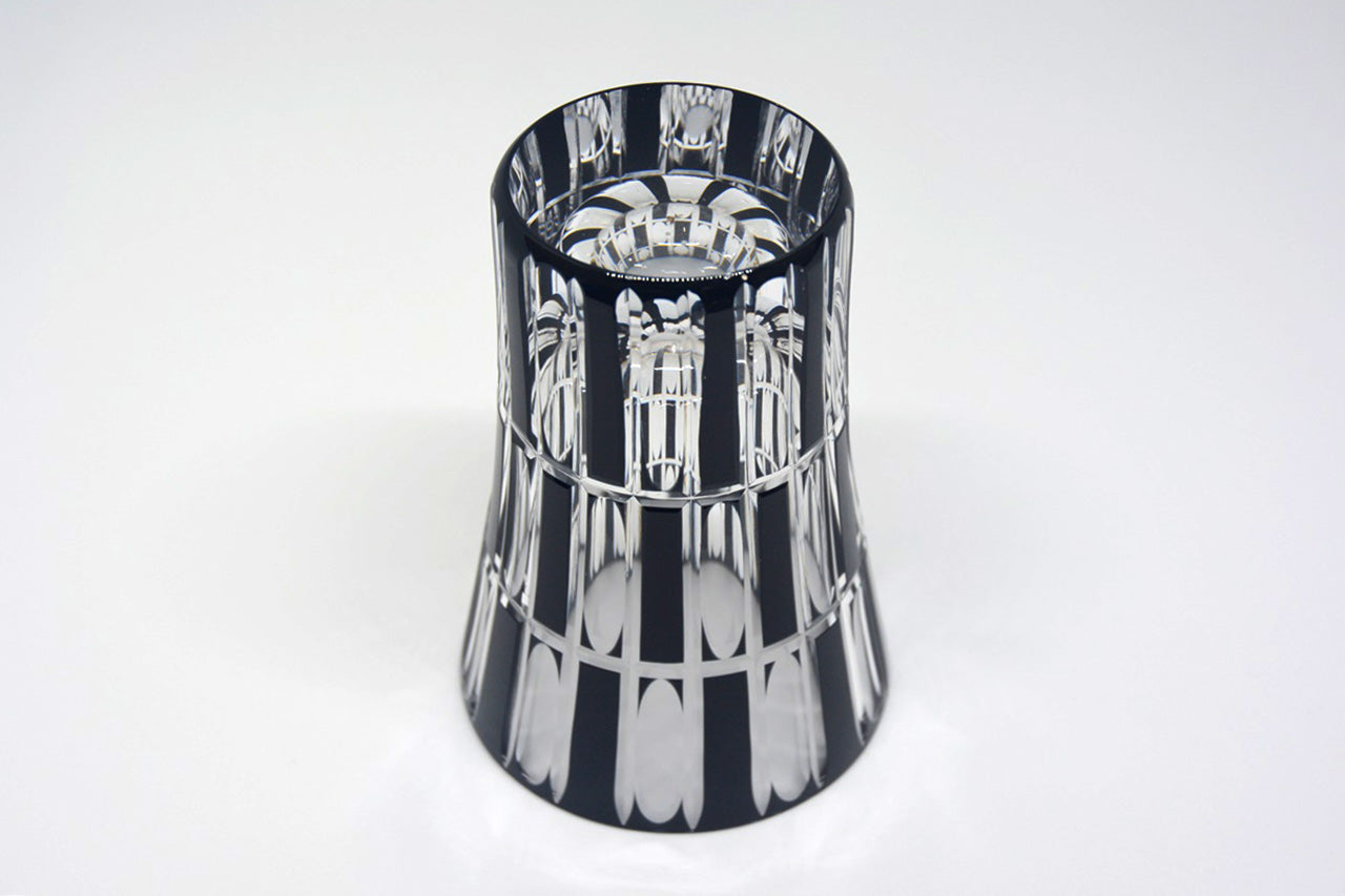 Drinkware, Tumbler, Vertical checkered pattern, Black - Hidetaka Shimizu, Edo kiriko cut glass