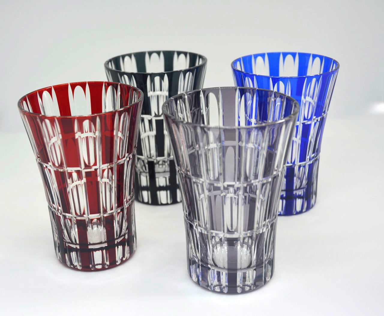 Drinkware, Tumbler, Vertical checkered pattern, Black - Hidetaka Shimizu, Edo kiriko cut glass