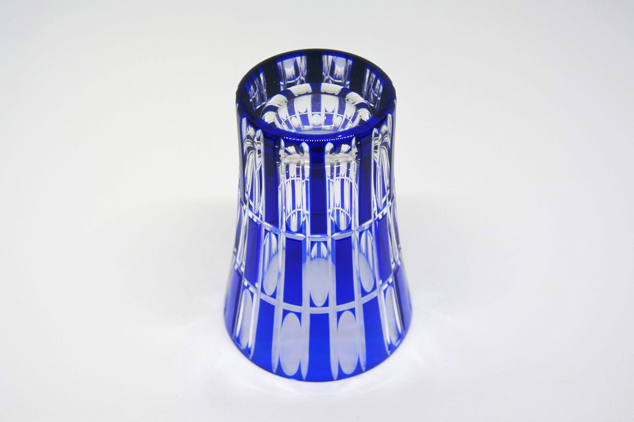 Drinkware, Tumbler, Vertical checkered pattern, Blue - Hidetaka Shimizu, Edo kiriko cut glass