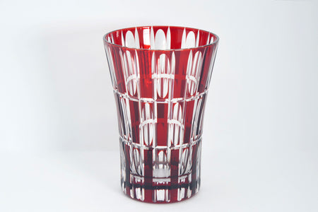 Drinkware, Tumbler, Vertical checkered pattern, Red - Hidetaka Shimizu, Edo kiriko cut glass