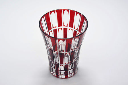 Drinkware, Tumbler, Vertical checkered pattern, Red - Hidetaka Shimizu, Edo kiriko cut glass