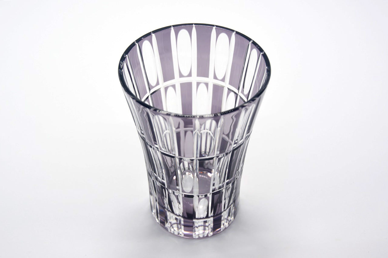 Drinkware, Tumbler, Vertical checkered pattern, Purple - Hidetaka Shimizu, Edo kiriko cut glass