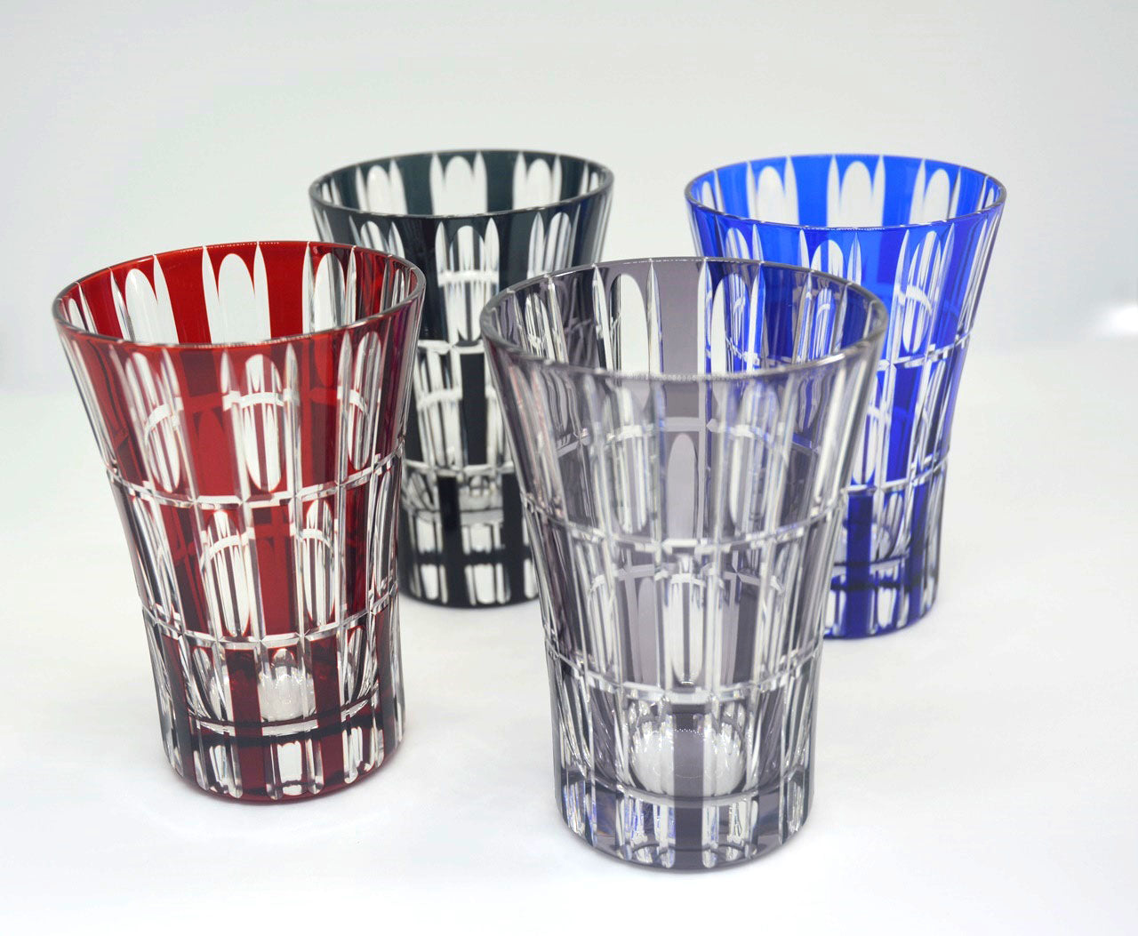 Drinkware, Tumbler, Vertical checkered pattern, Purple - Hidetaka Shimizu, Edo kiriko cut glass