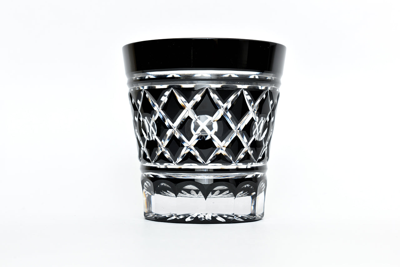 Drinking vessel, Old-fashioned glass, Tamayarai, Black - Hidetaka Shimizu, Edo kiriko cut glass