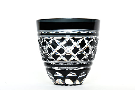 Drinking vessel, Large sake cup, Tamayarai, Black - Hidetaka Shimizu, Edo kiriko cut glass