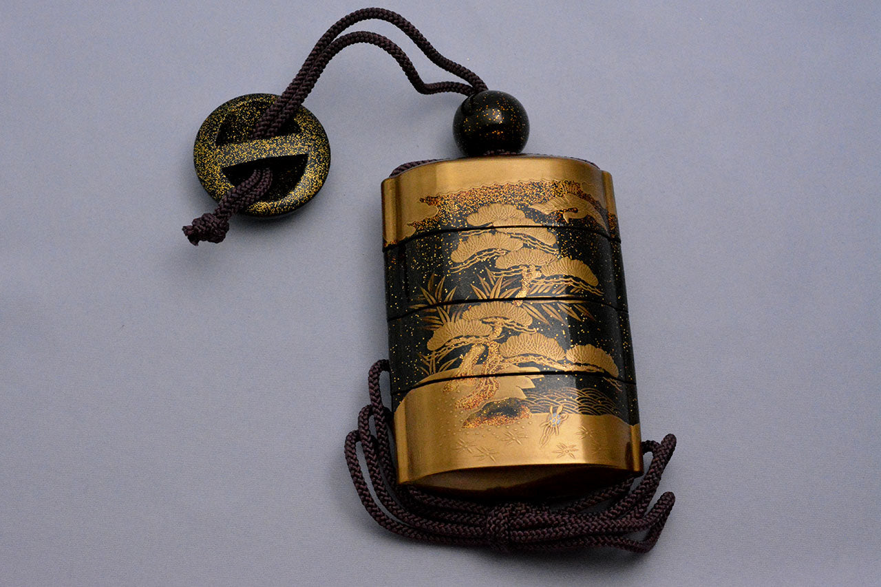 Japanese style accessories, Inro seal case, Mt. Horai, Maki-e - Sanao Matsuda, Echizen lacquerware