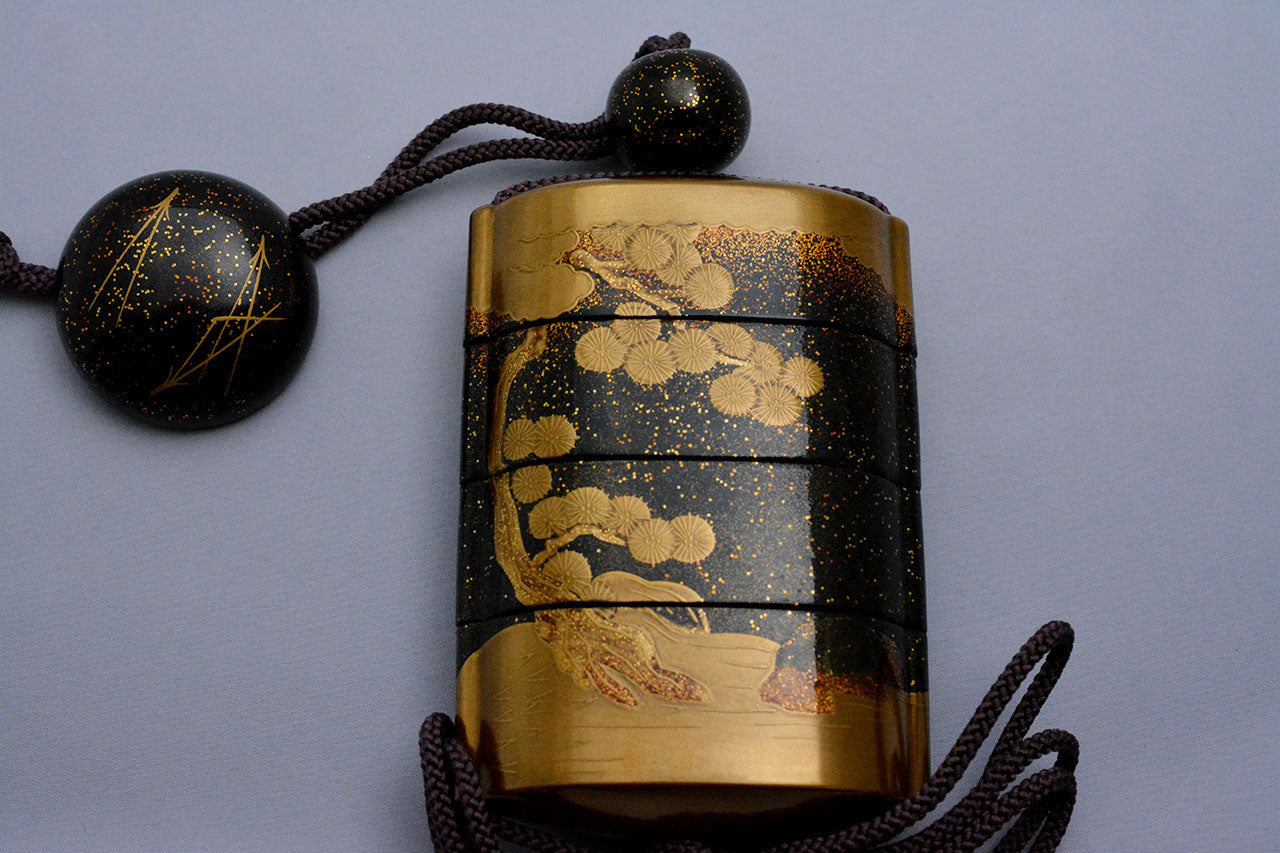 Japanese style accessories, Inro seal case, Mt. Horai, Maki-e - Sanao Matsuda, Echizen lacquerware