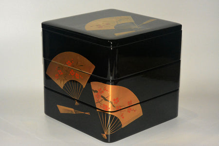 Box, Three-tiered food box, Fan, Bento - Sanao Matsuda, Echizen lacquerware