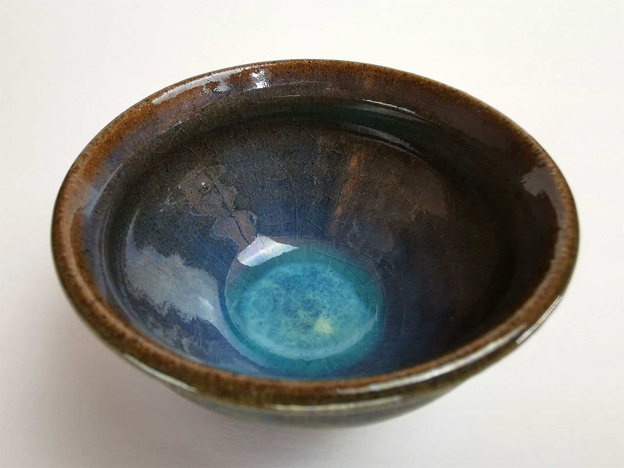 Drinkware, Large sake cup, Blue colored, Tenmoku, Deep type - Tea cup, Toshinori Munakata, Aizuhongo ware, Ceramics