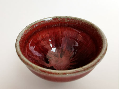 Drinkware, Large sake cup, Red colored, Tenmoku, Deep type - Tea cup, Toshinori Munakata, Aizuhongo ware, Ceramics