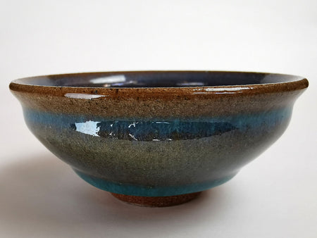 Drinkware, Large sake cup, Blue colored, Tenmoku, Shallow type - Toshinori Munakata, Aizuhongo ware, Ceramics