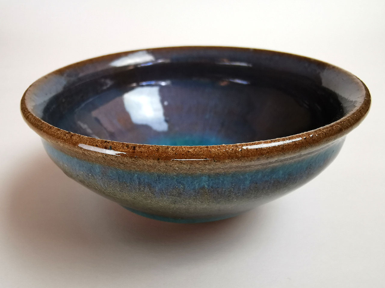 Drinkware, Large sake cup, Blue colored, Tenmoku, Shallow type - Toshinori Munakata, Aizuhongo ware, Ceramics