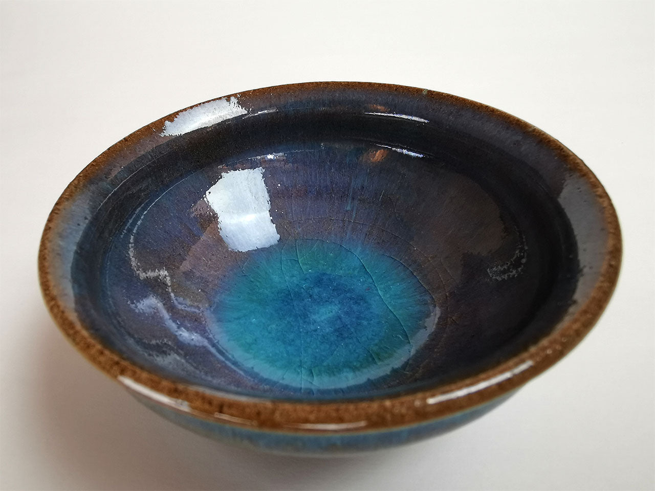 Drinkware, Large sake cup, Blue colored, Tenmoku, Shallow type - Toshinori Munakata, Aizuhongo ware, Ceramics