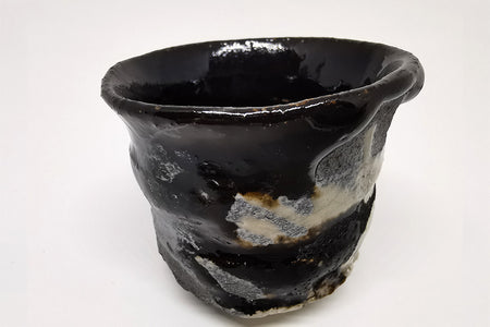 Drinkware, Large sake cup, Black Oribe - Makoto Yamaguchi, Seto ware, Ceramics