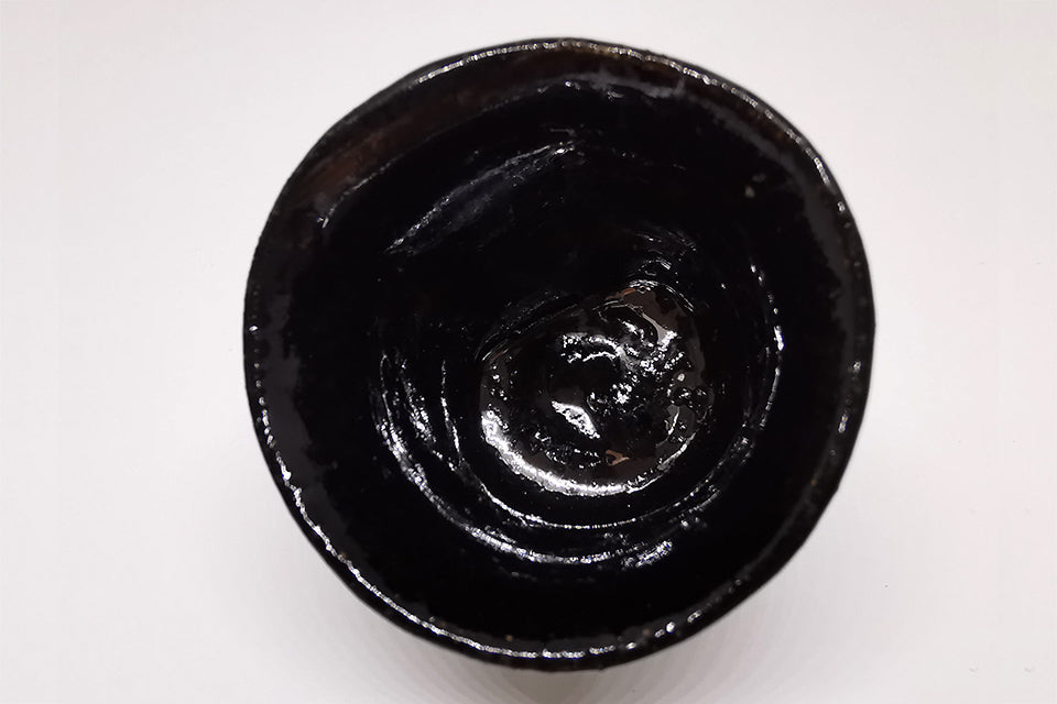 Drinkware, Large sake cup, Black Oribe - Makoto Yamaguchi, Seto ware, Ceramics