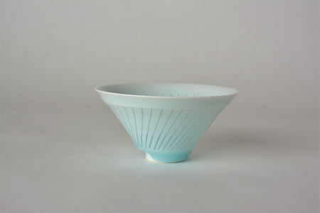 Drinkware, Sake cup, Bluish-white porcelain, Blooming flowers on water C - Kotaro Ikura, Ceramics