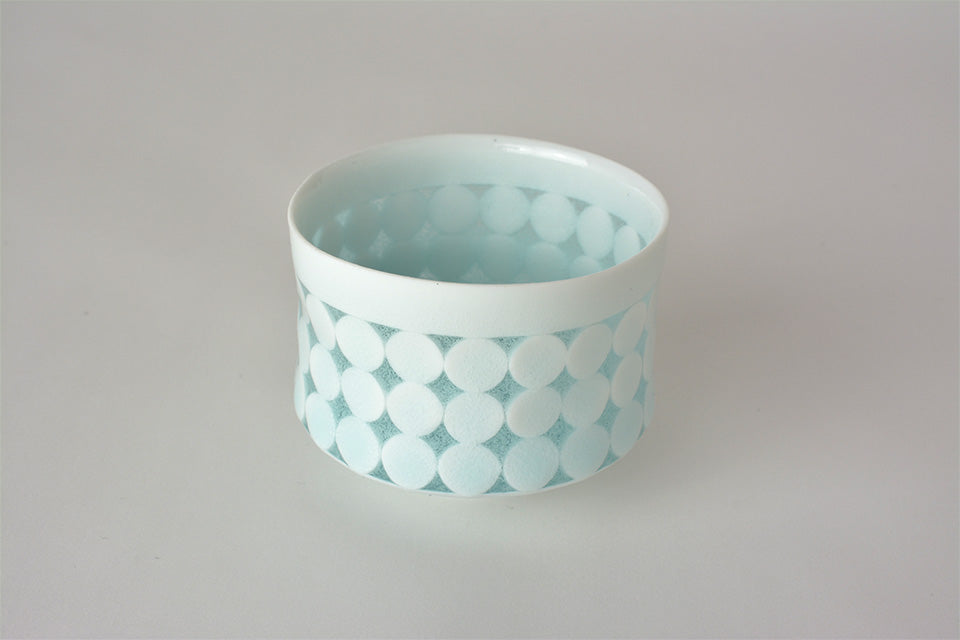 Drinkware, Sake cup, Bluish-white porcelain, Fireflies on the water B - Kotaro Ikura, Ceramics