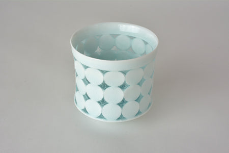 Drinkware, Sake cup, Bluish-white porcelain, Fireflies on the water C - Kotaro Ikura, Ceramics