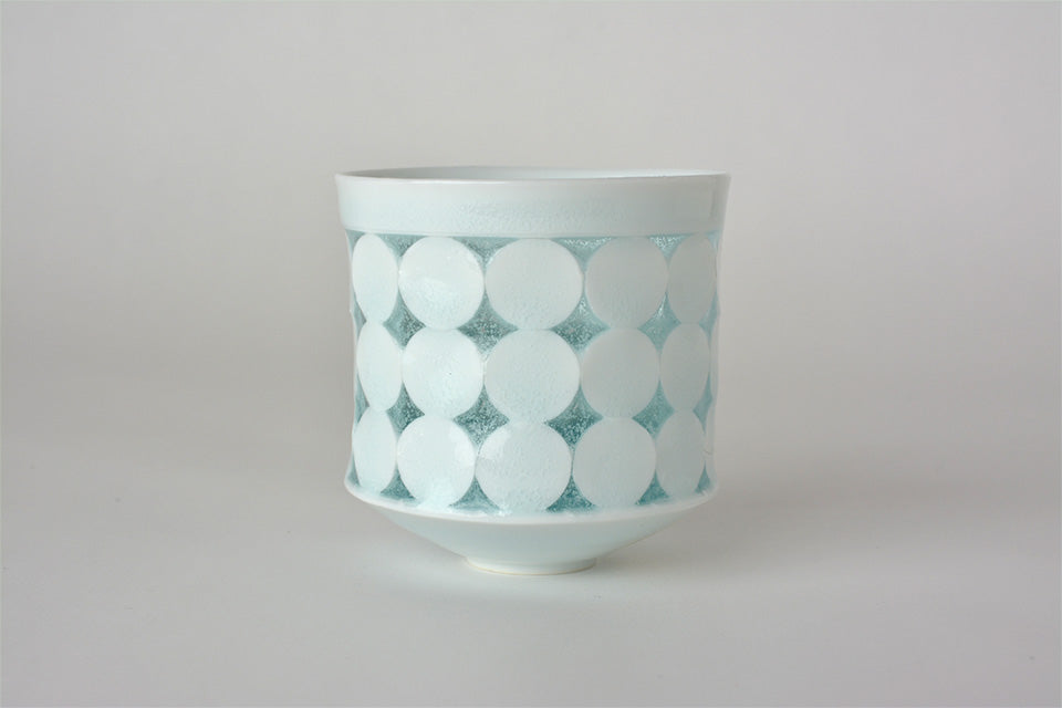 Drinkware, Sake cup, Bluish-white porcelain, Fireflies on the water C - Kotaro Ikura, Ceramics