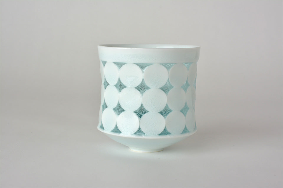 Drinkware, Sake cup, Bluish-white porcelain, Fireflies on the water C - Kotaro Ikura, Ceramics