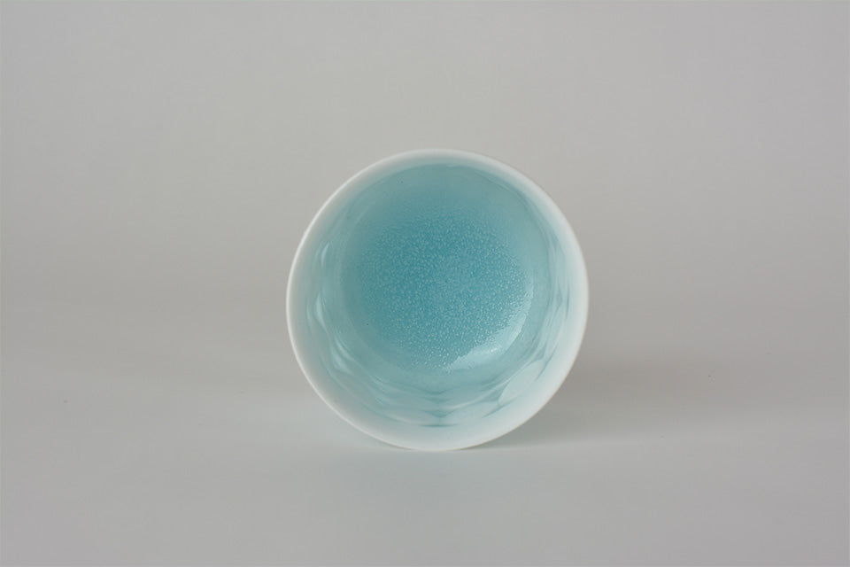 Drinkware, Sake cup, Bluish-white porcelain, Fireflies on the water C - Kotaro Ikura, Ceramics