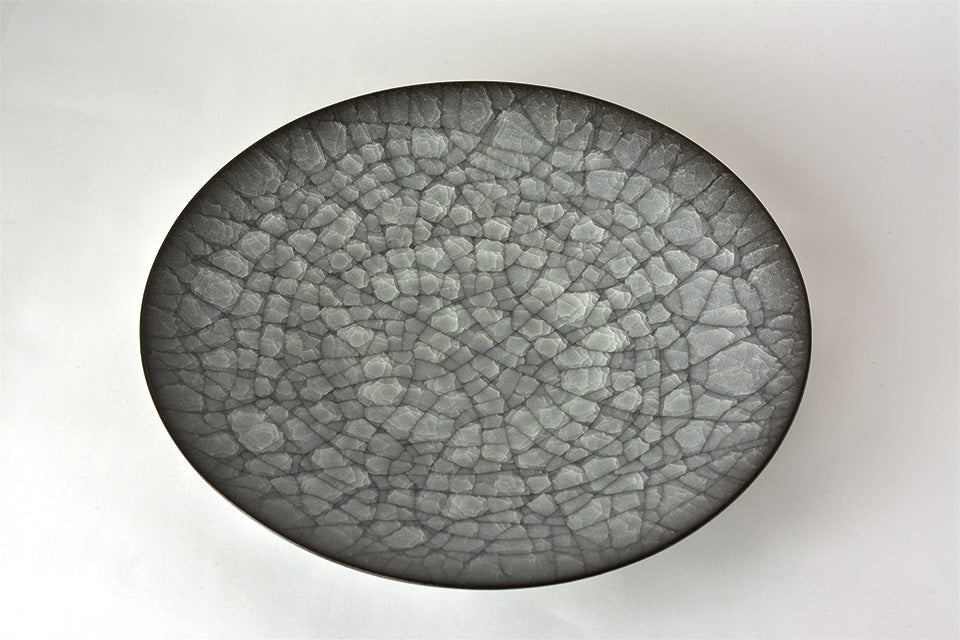 Table ware, Plate, Ice cracks pattern A - Takeshi Imaizumi, Tenmoku, Ceramics