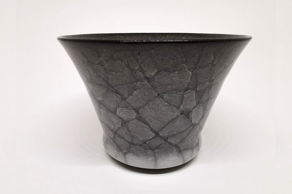 Drinkware, Sake cup, Ice cracks pattern, Deep type A - Takeshi Imaizumi, Tenmoku, Ceramics