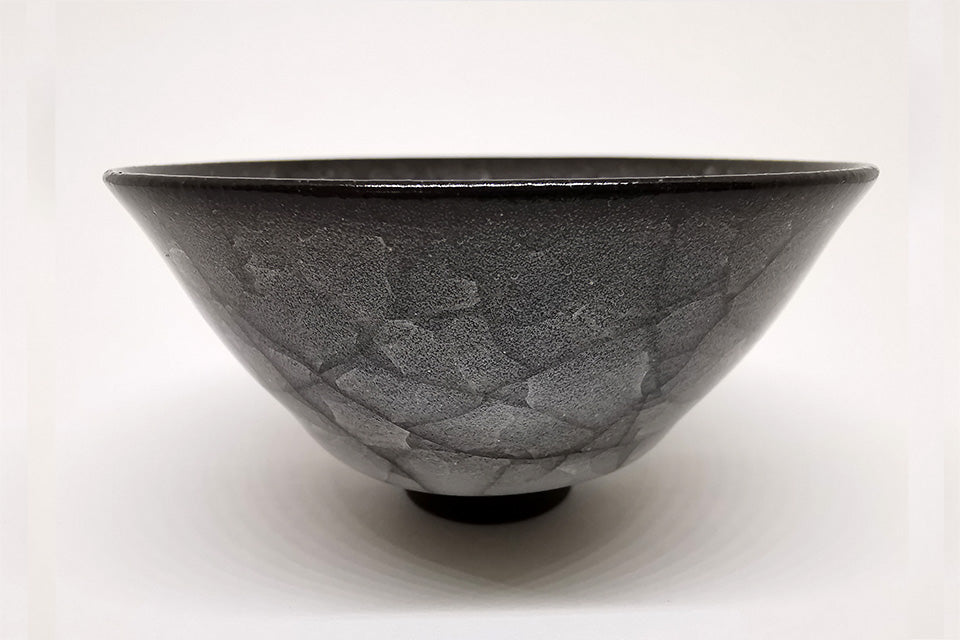 Drinkware, Sake cup, Ice cracks pattern - Takeshi Imaizumi, Tenmoku, Ceramics