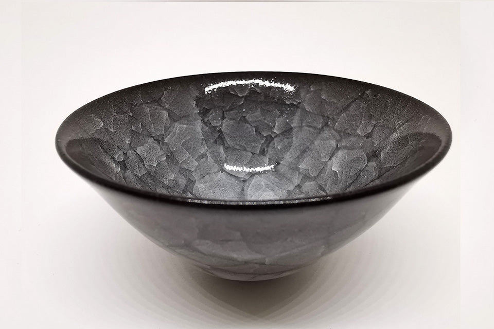 Drinkware, Sake cup, Ice cracks pattern - Takeshi Imaizumi, Tenmoku, Ceramics