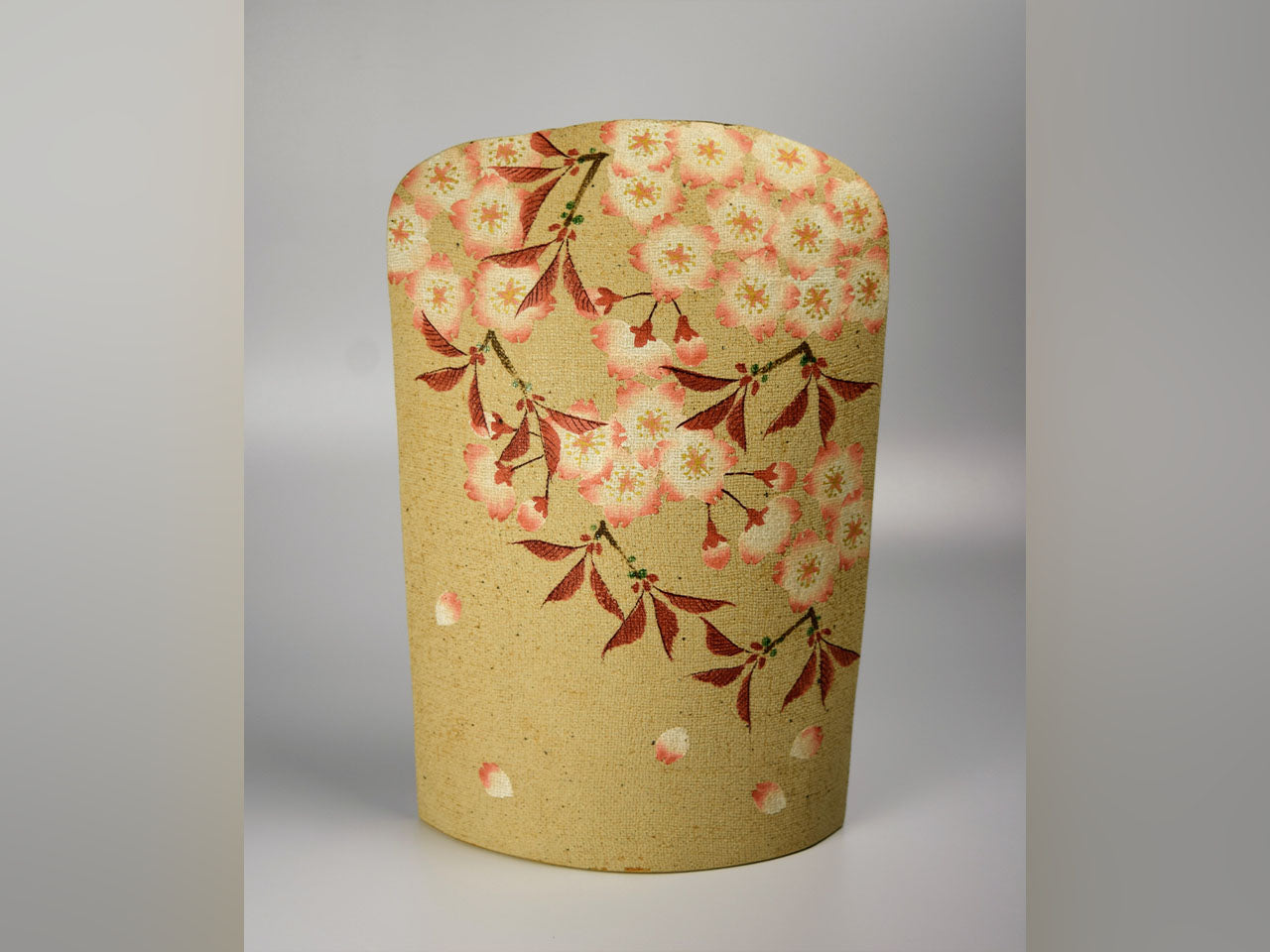 Flower vessel, Vase, Cloth pattern, Cherry blossom - Motohiko Ito, Kasama ware, Ceramics