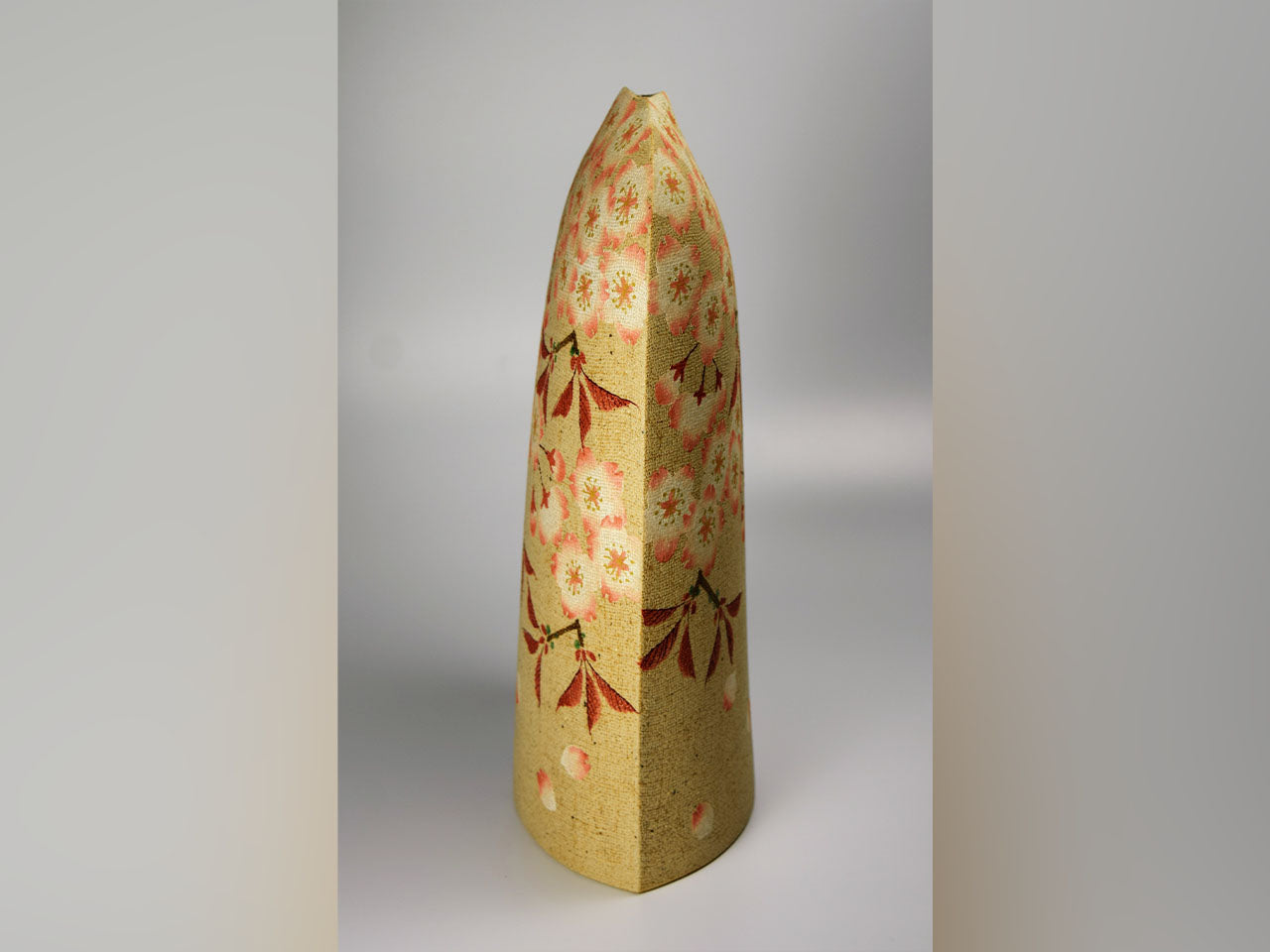 Flower vessel, Vase, Cloth pattern, Cherry blossom - Motohiko Ito, Kasama ware, Ceramics