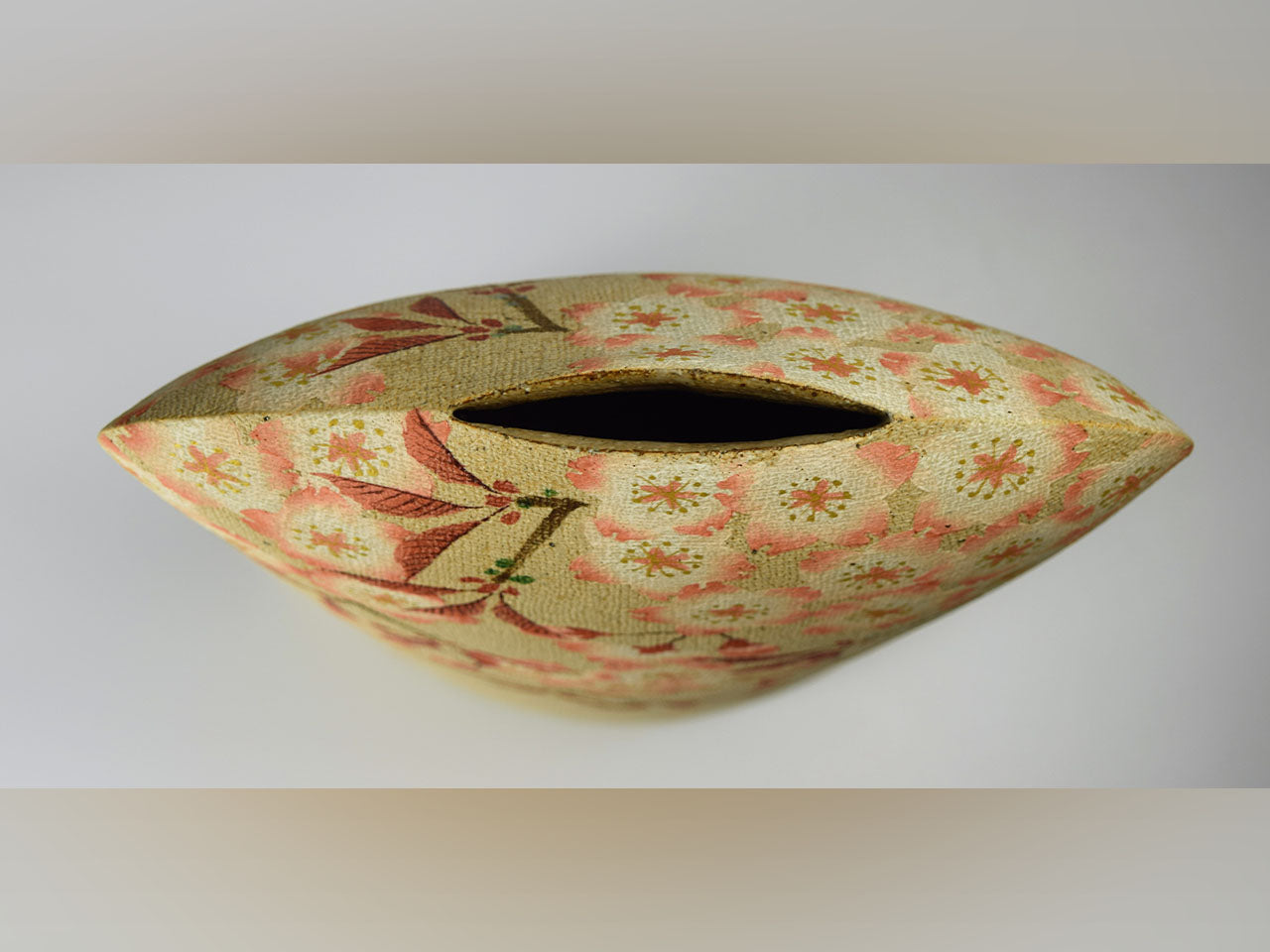 Flower vessel, Vase, Cloth pattern, Cherry blossom - Motohiko Ito, Kasama ware, Ceramics