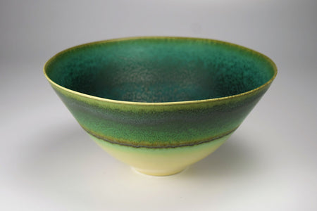 Tableware, Green coloring bowl, Cedar shape - Hideki Inoue, Kasama ware, Ceramics