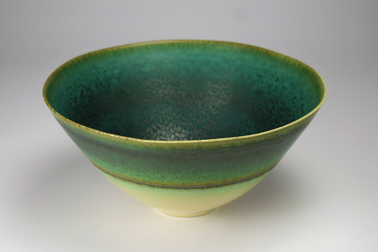 Tableware, Green coloring bowl, Cedar shape - Hideki Inoue, Kasama ware, Ceramics