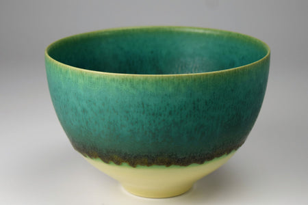 Tableware, Green coloring bowl, Round shape - Hideki Inoue, Kasama ware, Ceramics