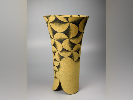 Flower vessel, Vase, Carbonized colored mud pottery - Satoshi Uetake, Kasama ware, Ceramics